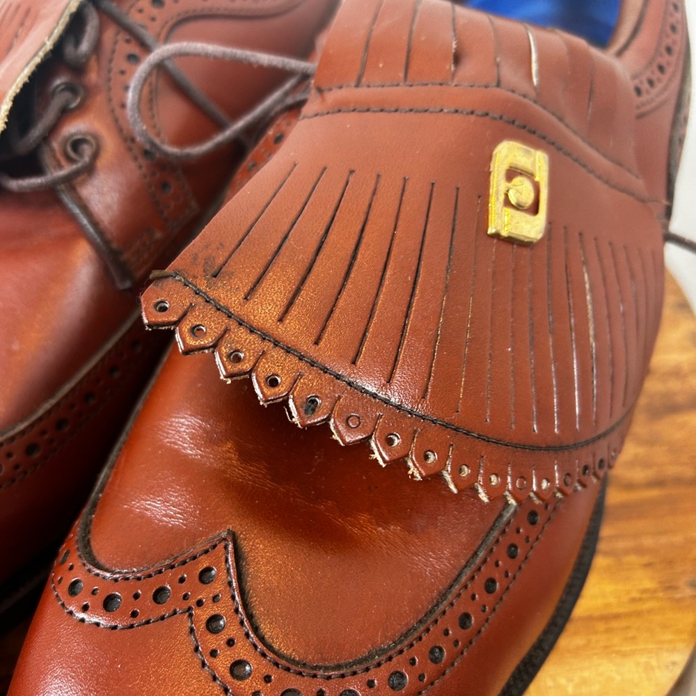 FootJoy Size 8 1/2 Brown Golf Shoe Wing Tip Leather Kiltie 59162 - Picture 3 of 12